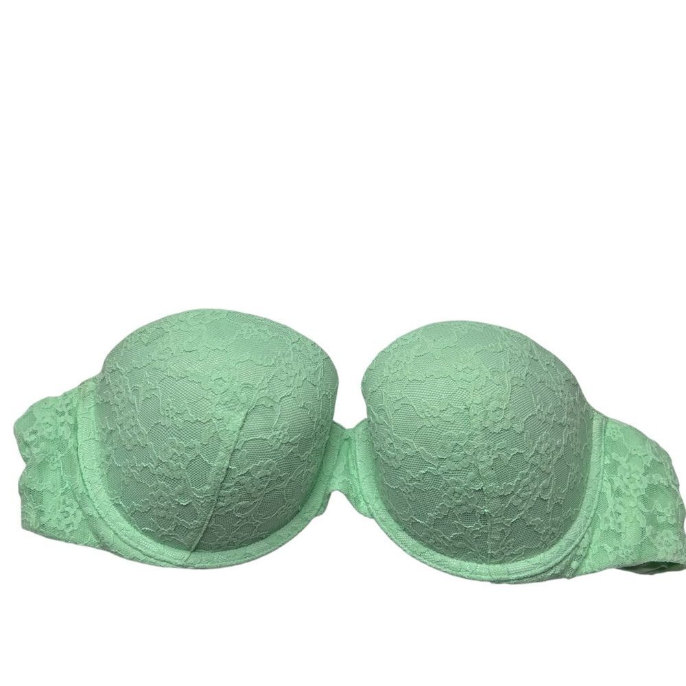 Victoria's Secret Green Lace Strapless Bra 36C